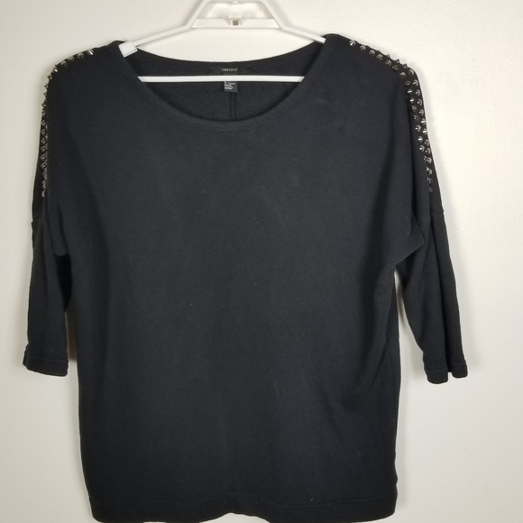 Forever 21 Tops - L black studded 3/4 sleeve sweatshirt